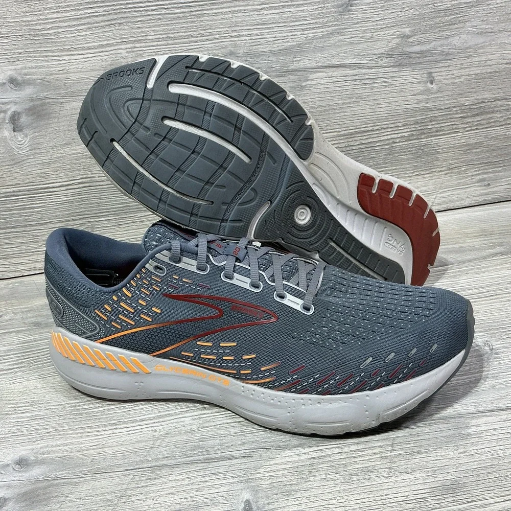 Brooks Glycerin 20 Mens Size 14 D Gray Orange Athletic Running Shoes Sneakers